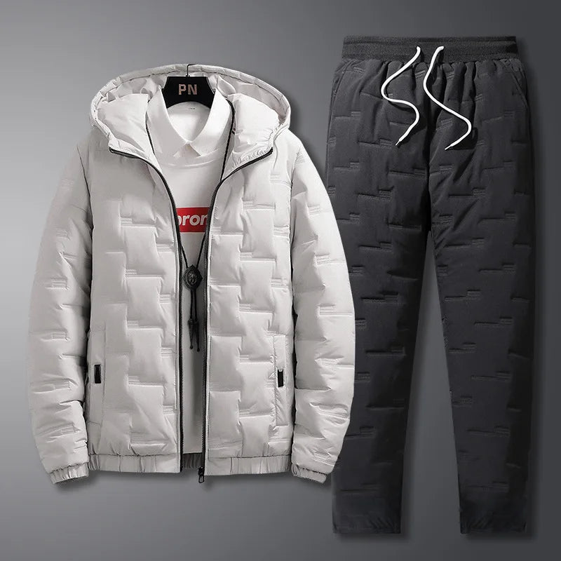 Warm Thickened Cotton Tracksuit for Men – Hooded Sweatshirt & Casual Pants Set