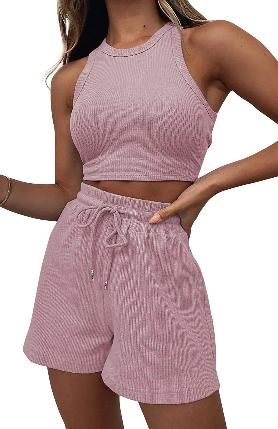 Manufactory Custom Style or Logo ODM Casual Summer Crop Tops 2 Piece Shorts Sets for Women Ropa De Mujer Women's Sets Clothing