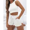 Manufactory Custom Style or Logo ODM Casual Summer Crop Tops 2 Piece Shorts Sets for Women Ropa De Mujer Women's Sets Clothing
