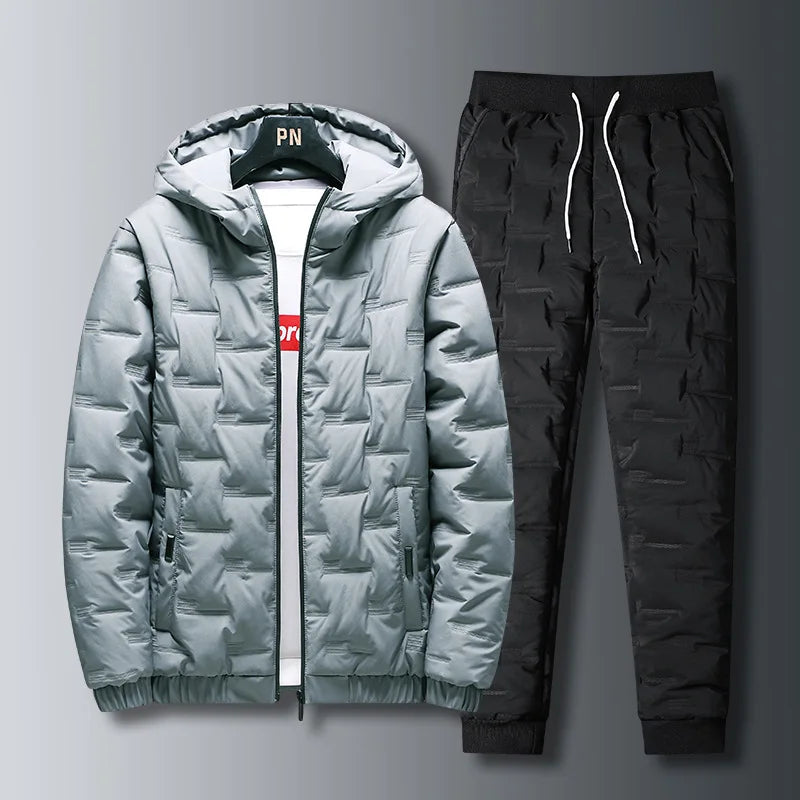 Warm Thickened Cotton Tracksuit for Men – Hooded Sweatshirt & Casual Pants Set