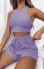 Manufactory Custom Style or Logo ODM Casual Summer Crop Tops 2 Piece Shorts Sets for Women Ropa De Mujer Women's Sets Clothing