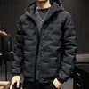 Men's Winter Padded Quilted Jacket – Warm Hooded Long Sleeve Casual Coat