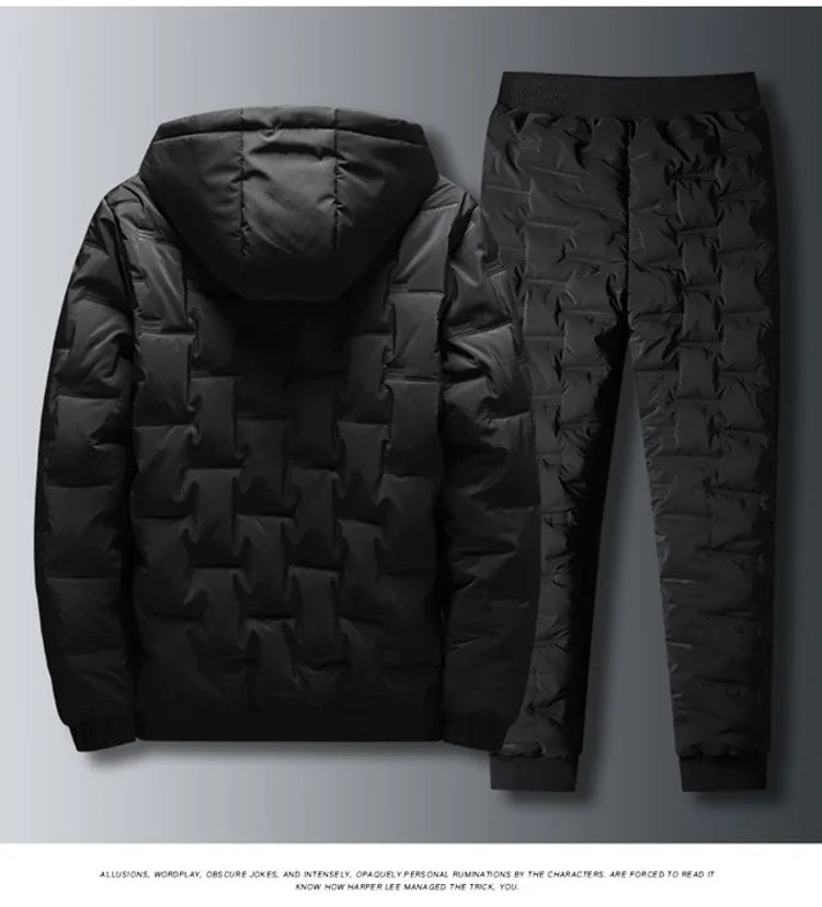 Warm Thickened Cotton Tracksuit for Men – Hooded Sweatshirt & Casual Pants Set
