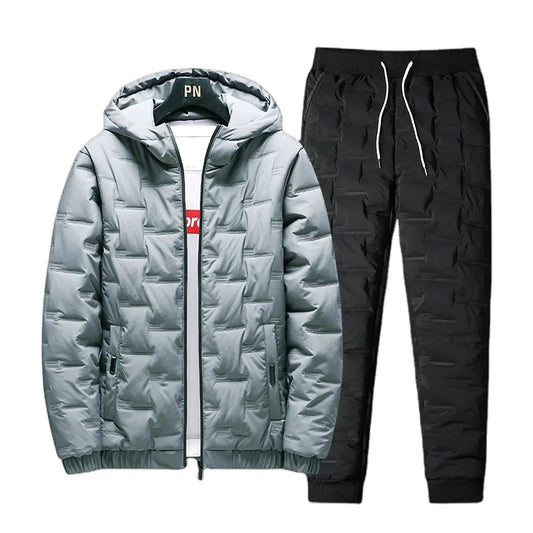 Warm Thickened Cotton Tracksuit for Men – Hooded Sweatshirt & Casual Pants Set