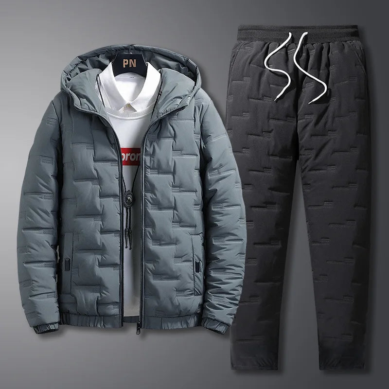 Warm Thickened Cotton Tracksuit for Men – Hooded Sweatshirt & Casual Pants Set