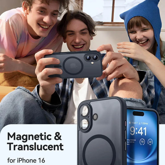 Magnetic Luxury Armor Shockproof Case for iPhone 17 Air, 16, 15, 14, 13, 12, 11 Pro Max – MagSafe Wireless Charging with Matte Translucent Cover