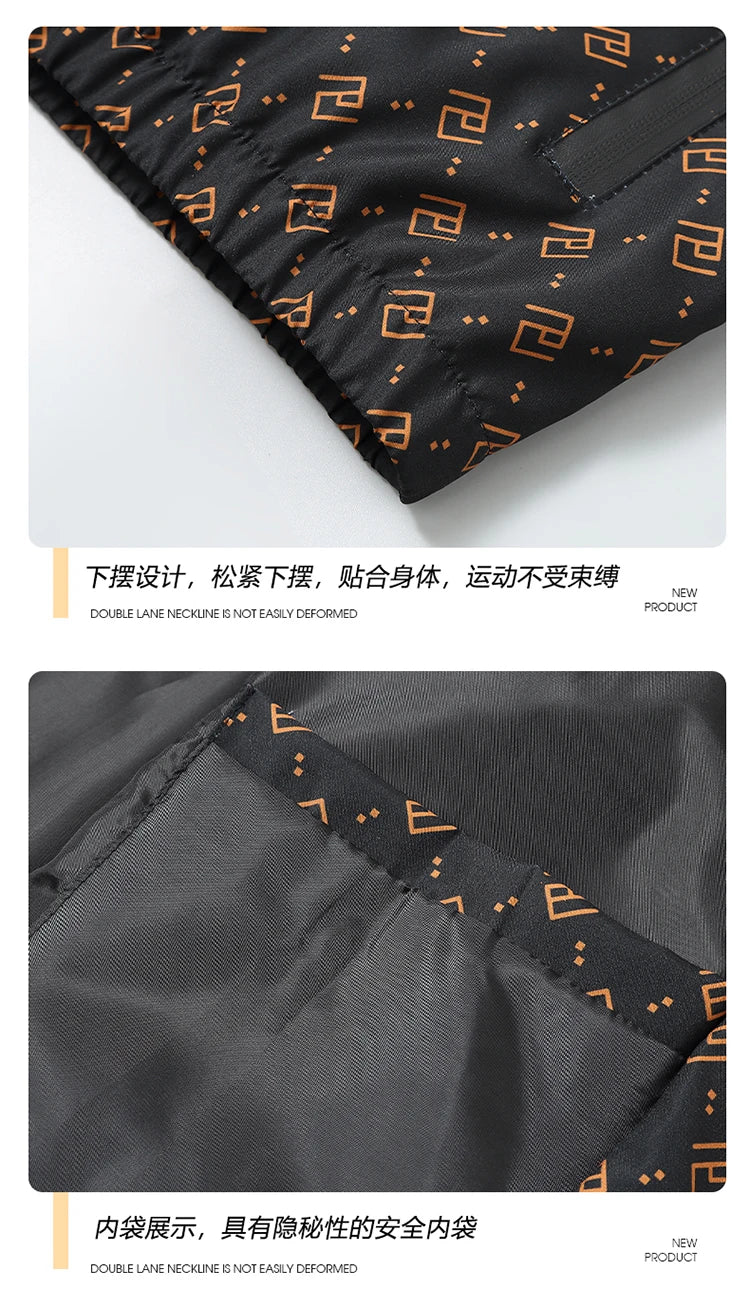 New coat men's trendy brand printing hooded casual versatile European station men's handsome coat jacket