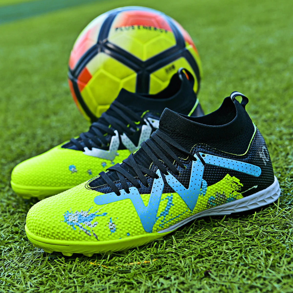 Sport Essential TF Turf Football Shoes – Unisex Anti-Slip Rubber Sole with Integrated PU Fabric. Durable, Comfortable & Wearable Casual Soccer Cleats
