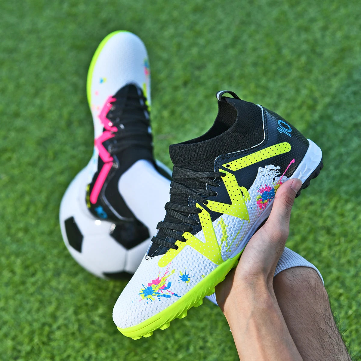 Sport Essential TF Turf Football Shoes – Unisex Anti-Slip Rubber Sole with Integrated PU Fabric. Durable, Comfortable & Wearable Casual Soccer Cleats