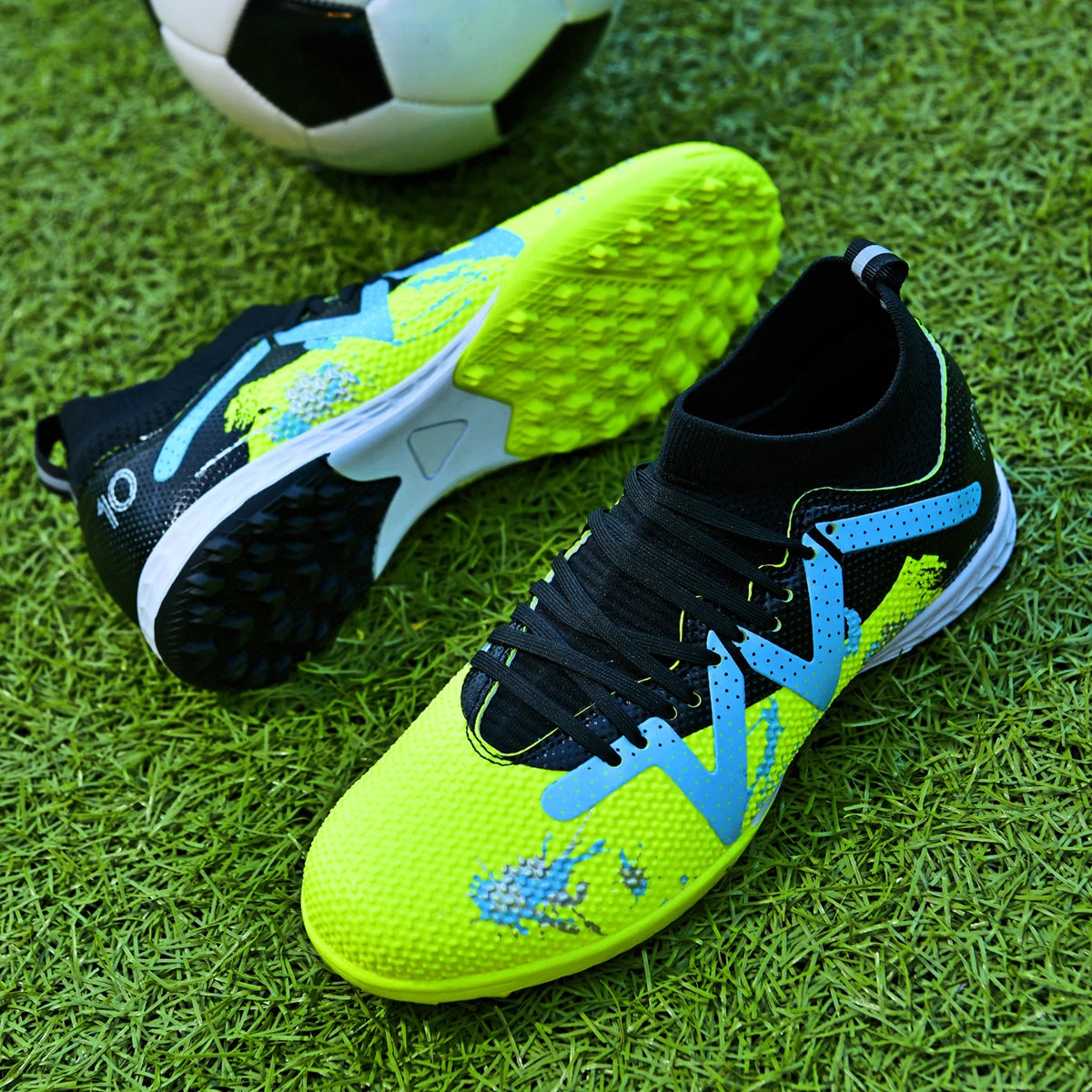 Sport Essential TF Turf Football Shoes – Unisex Anti-Slip Rubber Sole with Integrated PU Fabric. Durable, Comfortable & Wearable Casual Soccer Cleats