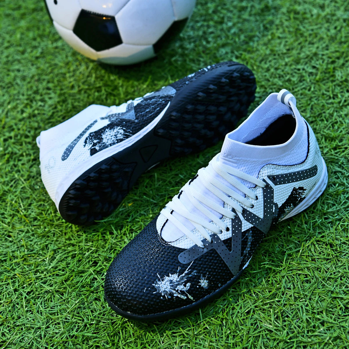 Sport Essential TF Turf Football Shoes – Unisex Anti-Slip Rubber Sole with Integrated PU Fabric. Durable, Comfortable & Wearable Casual Soccer Cleats